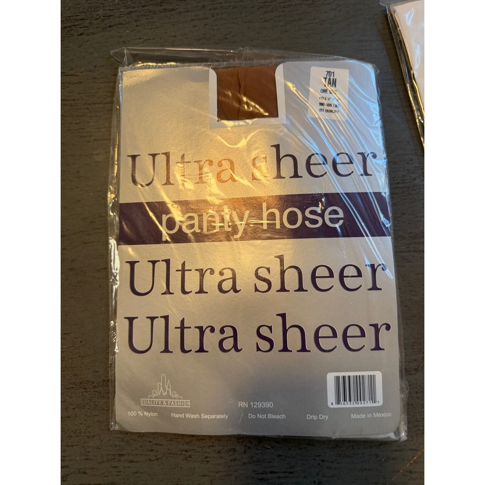 Quality & Fashion Ultra Sheer Pantyhose Tan One Size 701 100% Nylon NIP
